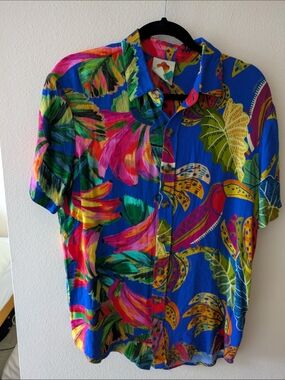 FARM Rio Blue Tropical Button-Down Shirt